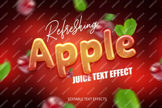 Refreshing apple juice editable text effect PSDs Text Effect