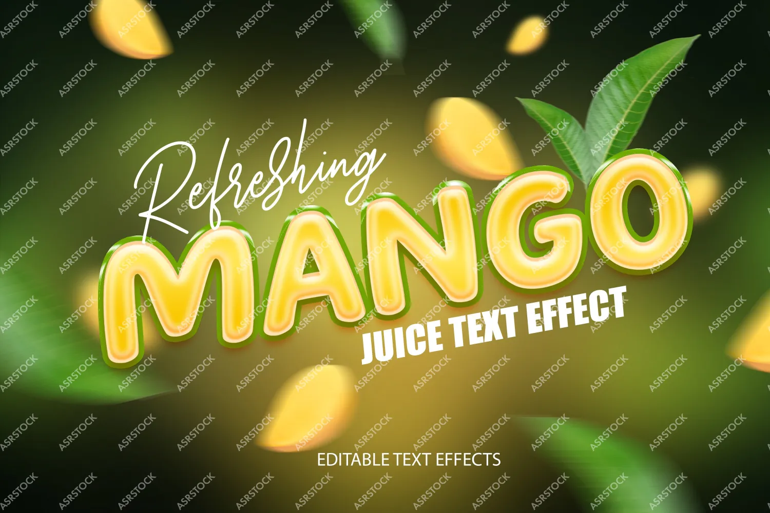 Refreshing mango juice editable text effect