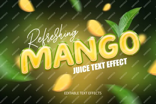 Refreshing mango juice editable text effect PSDs Text Effect