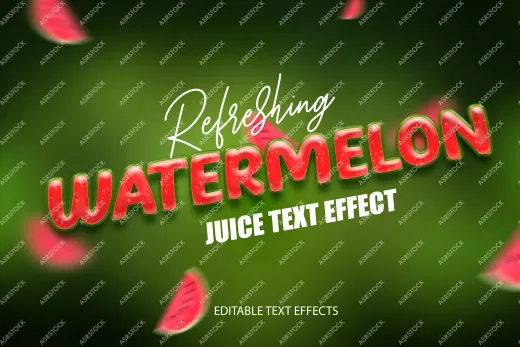 Refreshing watermelon juice editable text effect fruity PSDs Text Effect